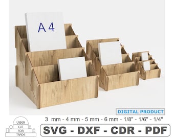 Retail Counter Display Stand Laser cut Template 3 sizes | Craft booth | Market Stall Organizer | Tiered Stand for Goods | e-file SVG DXF PDF