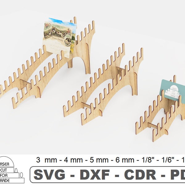 Verkaufsständer 3 Größen | Vitrinen Postkarten | Laser-Schnitt-Datei | Visitenkartenhalter | Ständer für Hefte | Verkaufskarten CDR SVG DXF