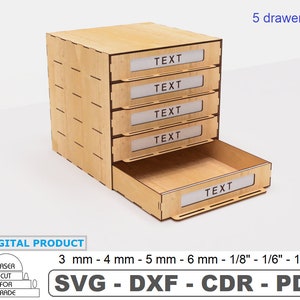 Table Organizer of 5 Drawers Laser cut files • Stacking Box • Storage Cabinet • Modular Boxes • Desk drawer organizer • SVG DXF PDF