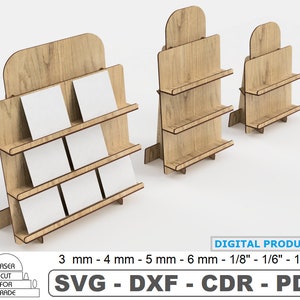 Souvenirs Showcase Laser geschnitten SVG-Dateien • Vitrine mit Regalen • Ausstellungsstand Vorlage • Holzstand • Handwerksmesse DIY