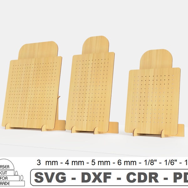 Perforated Earring Display Stand Digital File Wood Jewelry display Market Jewelry Organizer Stud simple Earring Holder Cdr Svg Dfx Pdf