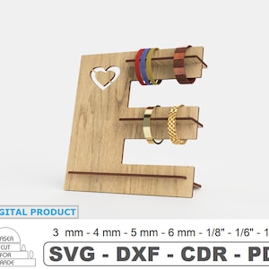 Porta pulsera simple Archivos cortados con láser • Vitrina pequeña de pulseras • Soporte para pulseras SVG • Archivos digitales para exhibición de pulseras
