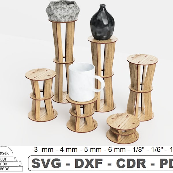 Retail Display Stand Column Laser cut | Single-level Stand 6 sizes | Round Stand Flower Holder | Stand for Goods | e-files SVG DXF PDF