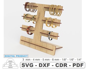 Bracelet Display Stand Laser Cut File • Bracelet Rack Digital Files • Whatch Organizer