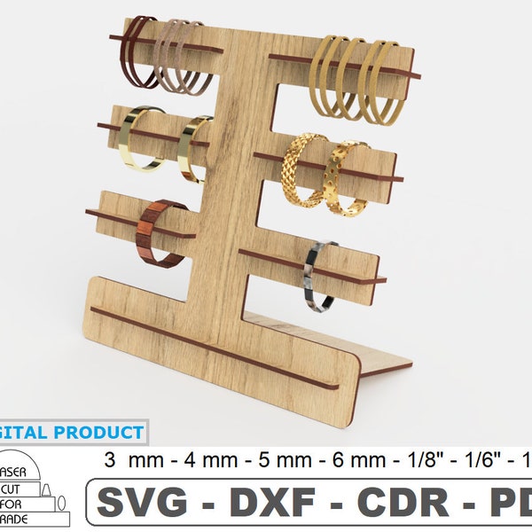 Bracelet Display Stand Laser Cut File • Bracelet Rack Digital Files • Whatch Organizer