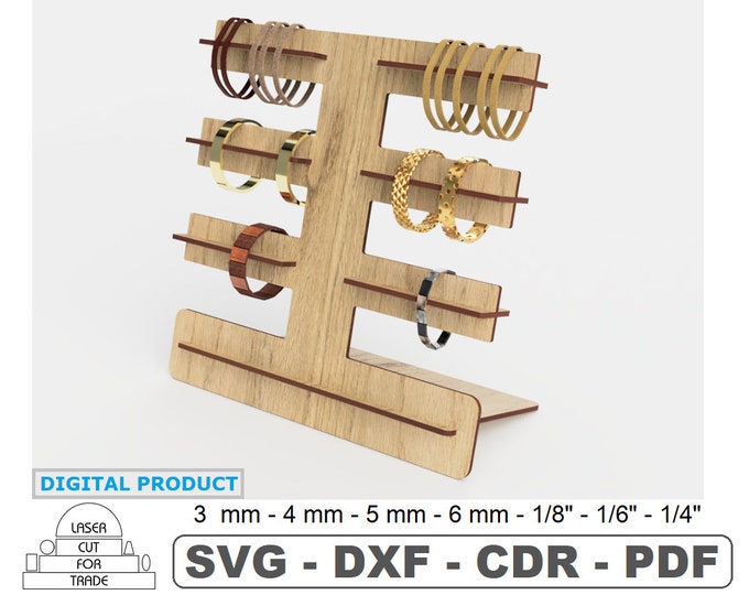 Simple Bracelet Holder Laser Cut Files • Small Display Case of ...