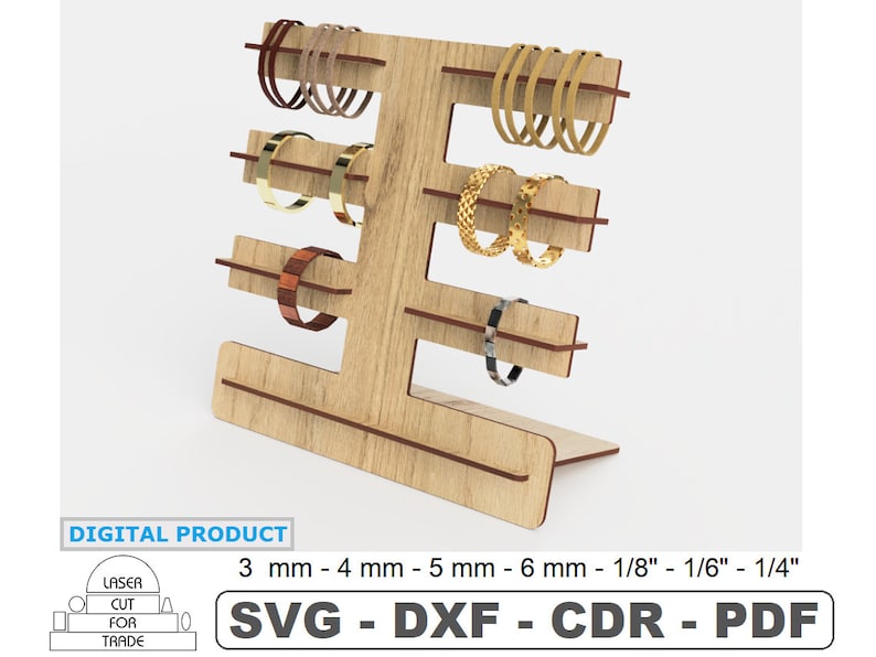 Bracelet Rack Laser Cut File • Bracelet Stand SVG • Bracelet Display ...