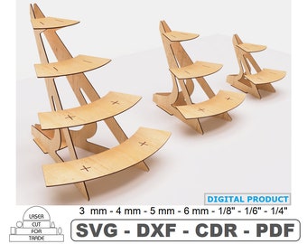 Rounded Display Stand Laser Cut Files SVG • Retail Shelf • Indoor Plant Stand • multi-level Showcase