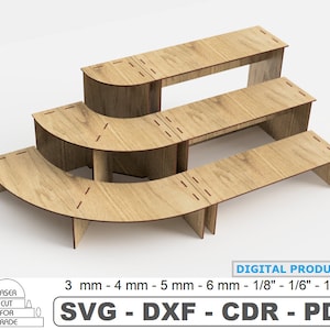 Stand minorista multiusos / Estanterías para comercio / Exhibición de cupcakes / Exhibición de mercado / Estantes para plantas / Stand de exposición Corte láser SVG DXF PDF