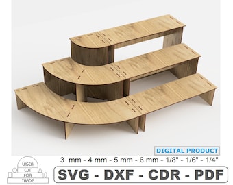 Multi-Purpose Retail Stand | Shelving for Trade | Cupcake Display | Market Display | Plant Shelves | Exhibition Stand Laser Cut SVG DXF PDF
