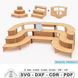 Laser geschnittene Verkaufsständer-Vorlage | Cupcake, Pflanze, Bastelregal (digitale Dateien)