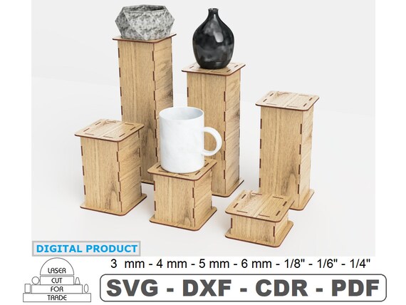 Retail Display Stand | Single-level Stand 6 sizes | Square Countertop Riser Display | Pedestal Display | Holder-Pillar | e-files SVG DXF PDF