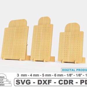 Geperforeerde oorbel displaystandaard digitaal bestand hout sieraden display markt sieraden organisator Stud eenvoudige oorbel houder Cdr Svg Dfx Pdf
