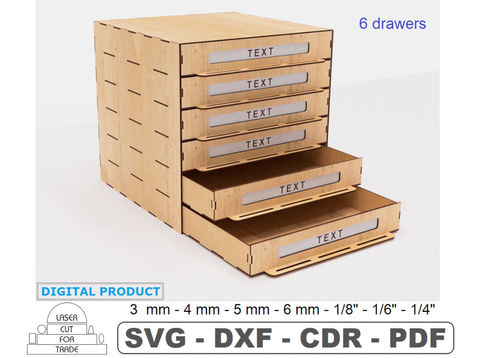 Chest Organizer 6 Drawers Box Laser Cut Files • Storage Boxes • Modular ...