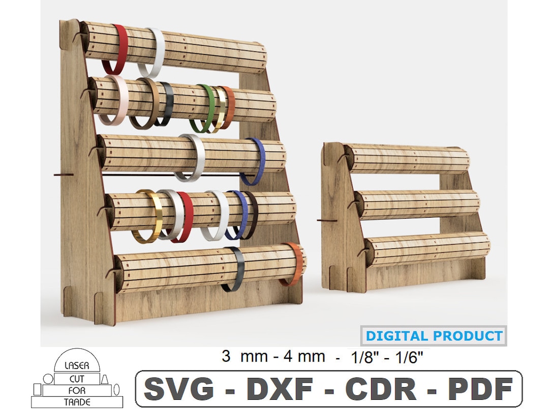 Bracelet Display Stand 2 Size 5 and 3 Rows Laser Cut | Watch Stand ...