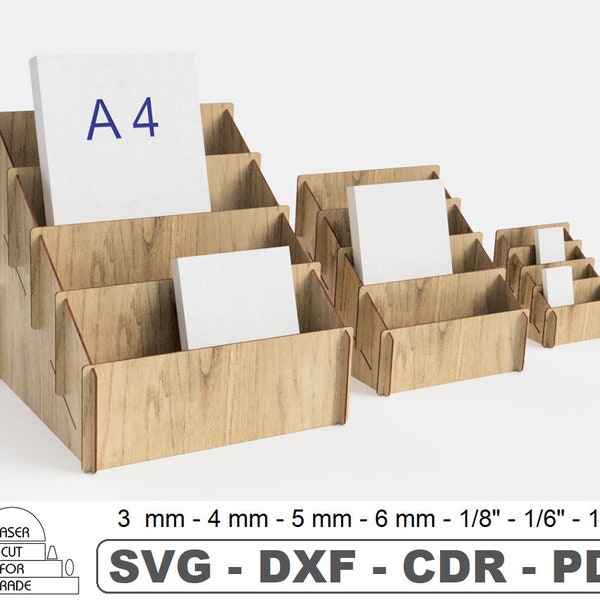 Retail Counter Display Stand Laser cut Template 3 sizes | Craft booth | Market Stall Organizer | Tiered Stand for Goods | e-file SVG DXF PDF