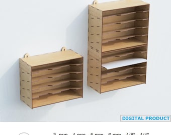 Laser Cut File Modular Document Organizer, Wall Mount Paper Storage digital templates