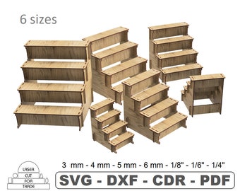 Shelf Retail Counter Display Stand | Cupcake Stand | Display Shelves | Laser Cut File | Wooden Shelves for Trade CDR, SVG, DXF