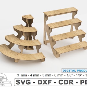 Stand minorista versátil / Estanterías para comercio / Estantes modulares / Escaparate minorista de 4 niveles para una tienda / Stand de exposición Corte láser SVG DXF PDF
