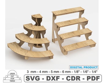 Versatile Retail Stand | Shelving for Trade | Modular Shelves | 4-tier retail showcase for a Store | Exhibition Stand Laser Cut SVG DXF PDF