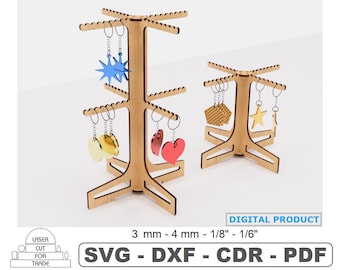 Round Retail Stand for Keychains Laser Cut 2 Sizes • Jewelry Display SVG Files • Keychain Display Stand • Earring Holder digital file