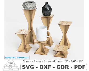 Retail Display Stand Laser cut | Single-level Stand 6 sizes | Countertop Riser Display | Podium Display | Plant Stand | e-files SVG DXF PDF