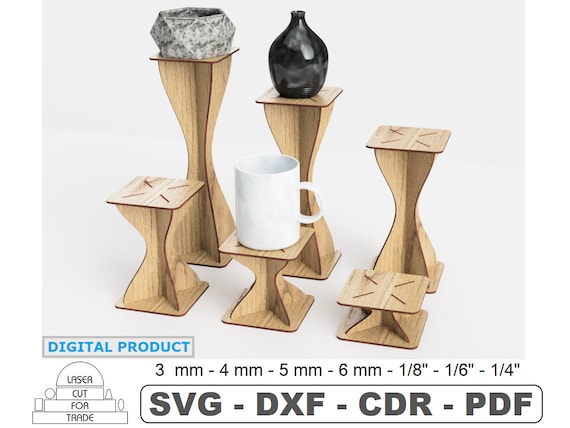 Retail Display Stand Laser cut | Single-level Stand 6 sizes | Countertop Riser Display | Podium Display | Plant Stand | e-files SVG DXF PDF