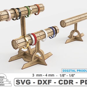 Espositore per vendita al dettaglio di braccialetti 2 dimensioni Taglio laser / Vetrina per orologio / Espositore per mercato / Portagioielli / File organizzatore di braccialetti SVG DXF PDF
