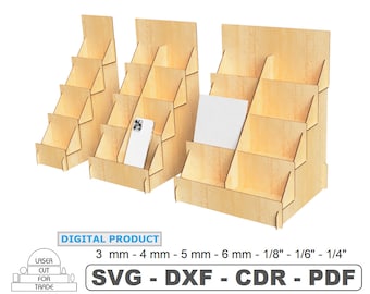 Trade Display Stand | Retail Counter Display Stand | Wood Display Rack | Trade Shelf | Tiered Display Stand  | Laser Cut Files SVG DXF PDF
