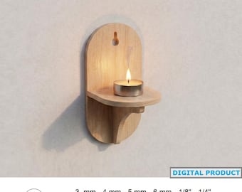 Laser cut Small Floating Wooden Shelf for Tealight, Minimalist Arch Wall Mounted Candle Holder, Simple Wall Decor