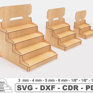 Handelsmarkt Regale Laserschnitt Dateien • Verkaufsstand SVG • Cupcake Display DXF • Ausstellungsstand Digitale Dateien • Schaufenster