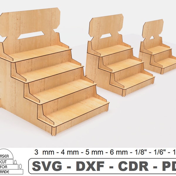 Trading Market Shelves Laser Cut Files • Retail Stand SVG • Cupcake Display DXF • Exhibition Stand Digital Files • Store showcase