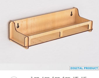 Laser cut file Small Wood Gallery Rail Shelf, Display Ledge for Trophies and collections, Wall bookshelf