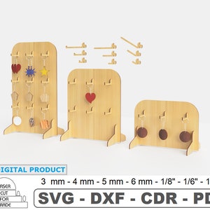 Vitrine porte-clés | Mini présentoirs à bijoux | Fichier découpé au laser | Présentoir porte-clés | Support en bois pour porte-clés | Fichiers numériques SVG