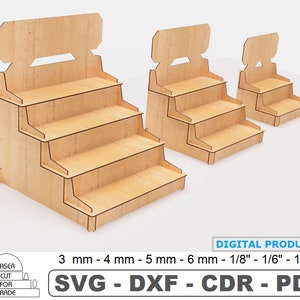 File di taglio laser per scaffali del mercato commerciale • SVG per stand al dettaglio • DXF per espositori per cupcake • File digitali per stand espositivi • Vetrina del negozio