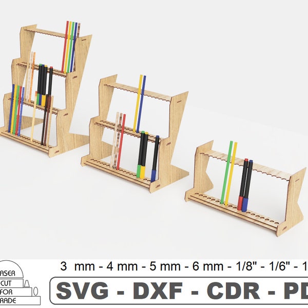 Retail Pen Display Stand | Pencil Stand | Desk organiser for artist | Market Showcase for Brush | Marker Holder | Laser Cut File SVG DXF PDF