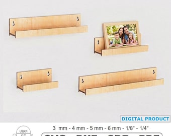 Laser cut Floating Picture Ledge Shelves for Wall, Small Display Shelf, Digital files