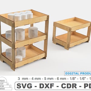 Verkaufsständer Laserschnittvorlage 2 Größen | 3-stöckiges Regal | Trade Rack | Regale für Souvenirs | Gestelle für Waren | e-Datei SVG DXF PDF