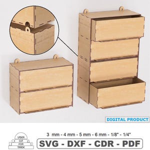 Organiseur de tiroir mural modulaire découpé au laser, fichiers numériques de boîte de rangement flottante