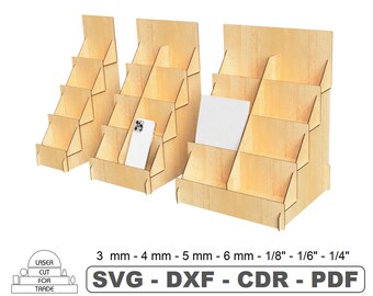 Trade Display Stand | Retail Counter Display Stand | Wood Display Rack | Trade Shelf | Tiered Display Stand  | Laser Cut Files SVG DXF PDF