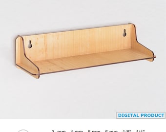 Laser Cut Wood Wall Shelf, Floating Display Shelf (Digital Files)