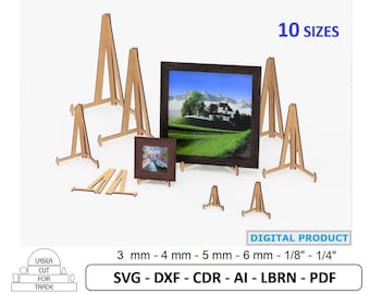 Photo Easel Stand Laser Cut files: 10 Sizes (Digital Download)