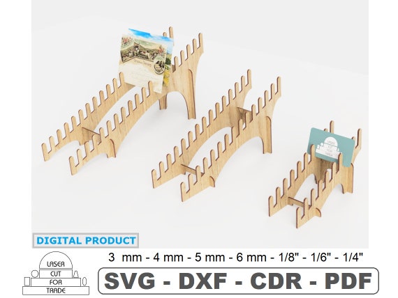 Retail Display Stand 3 Sizes | Showcase Postcards | Laser Cut File | Business Card Holder | Stand for Booklets | Sales Cards CDR SVG DXF