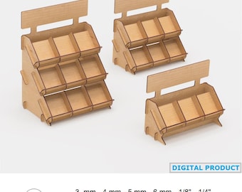 Laser Cut Retail Market Display Stand 3 sizes with logo: Digital files