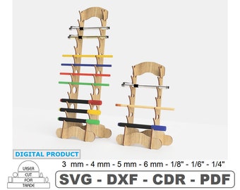 Trade Display | Pencil Holder | Desk Pen Organiser | Shop Showcase | Brush Stand | Horizontal Stand for Felt-tip Pens Laser Cut SVG DXF PDF