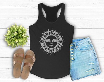 Magische Sonne, Tanktop, Plus-Size-Kleidung, Damen-Tanktops, Geschenk für Frau, Yoga-Tanktops, Yoga