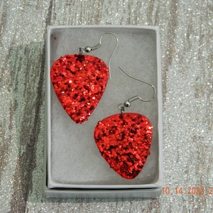 Glitter Guitar Pick Earrings