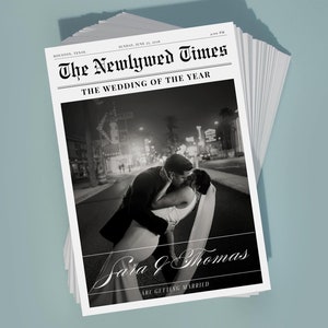 Editable Wedding Newspaper Program: Canva Template (Digital Download)