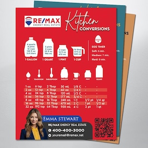 Custom Fridge Magnets Kitchen Conversions Real Estate Magnet Chart Cooking Conversions Customer Gift Calendar 2025