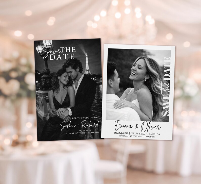 Invit Fridge Personalized Save the Date Wedding Photo Magnets Retro Invitation QR ...